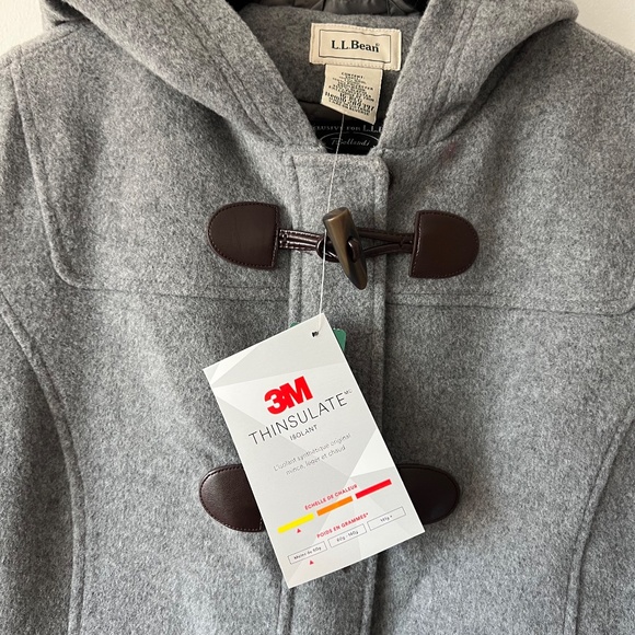 L.L. Bean Grey Women's Classic Lambswool Duffel Coat size 16 - Picture 6 of 8